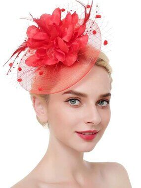 Derby Fascinators Hat Tea Party Wedding Cocktail Party Red NEW